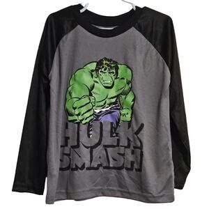 Kids size 5 Marvel Avengers Hulk smash graphic gray and black long sleeve tshirt